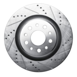 Maserati LeVante Brake Rotor (1) - Rear Right - R1 Concepts - Drilled & Slotted - Silver - `17-`24